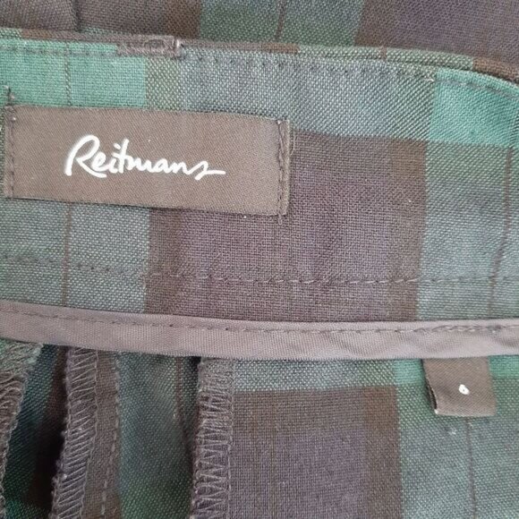 REITMANS Tartan Plaid Slim Leg Dress Pants Green & Black Sz 6 - Picture 8 of 9